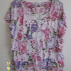 Dressbarn size 1X multi-color pink/purple/white layered top
